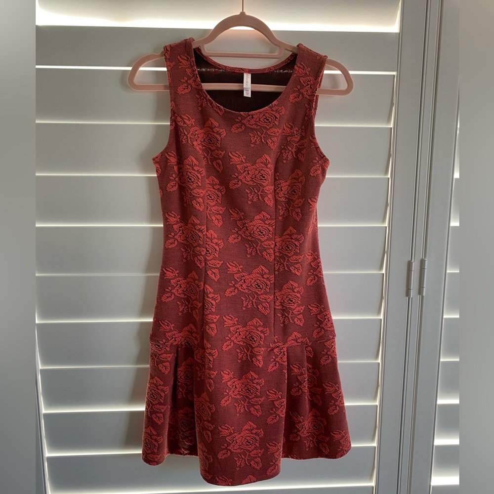 Xhilaration drop waist pink roses dress